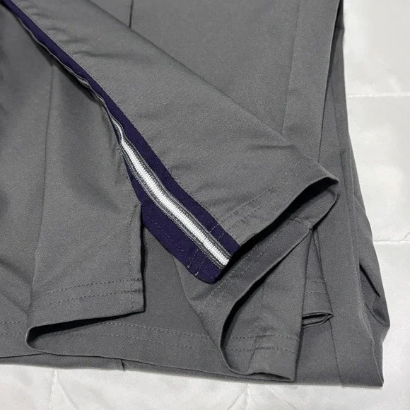 St John's Bay Active Womens Jogger Pants L Gray Purple Stripe Pockets Drawstring - Picture 6 of 9